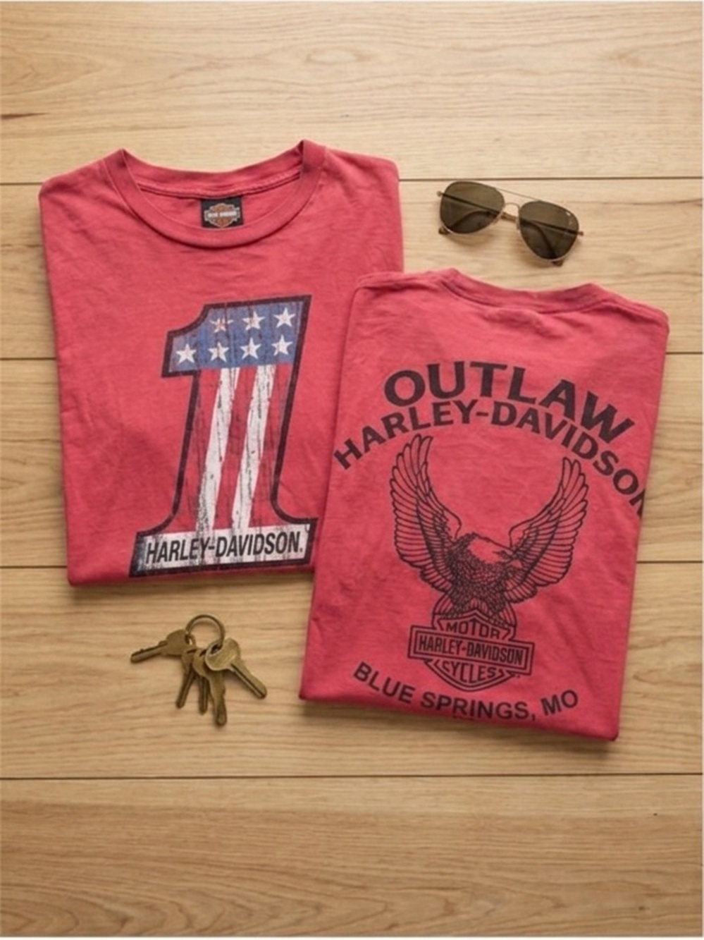 Harley-Davidson #1 Stars Stripes Eagle Graphic Tee Red L